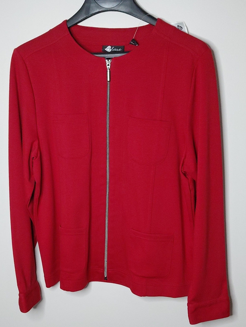 NWT BLAST Red Knit Full Zip Dress Jacket
